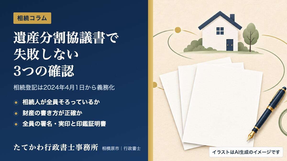 遺産分割協議書で失敗しない3つの確認｜相模原の行政書士が解説画像