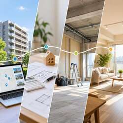 中古マンション購入から入居まで、理想の住まいづくりをひとつの流れに。物件探しも費用もリノベーションも、あなたに合わせて伴走します。