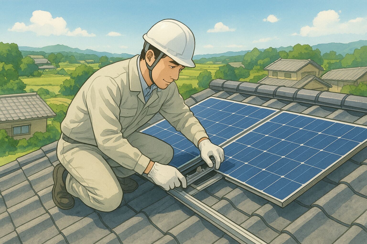 太陽光パネルの点検作業