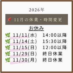 2026年11月サロン休業日