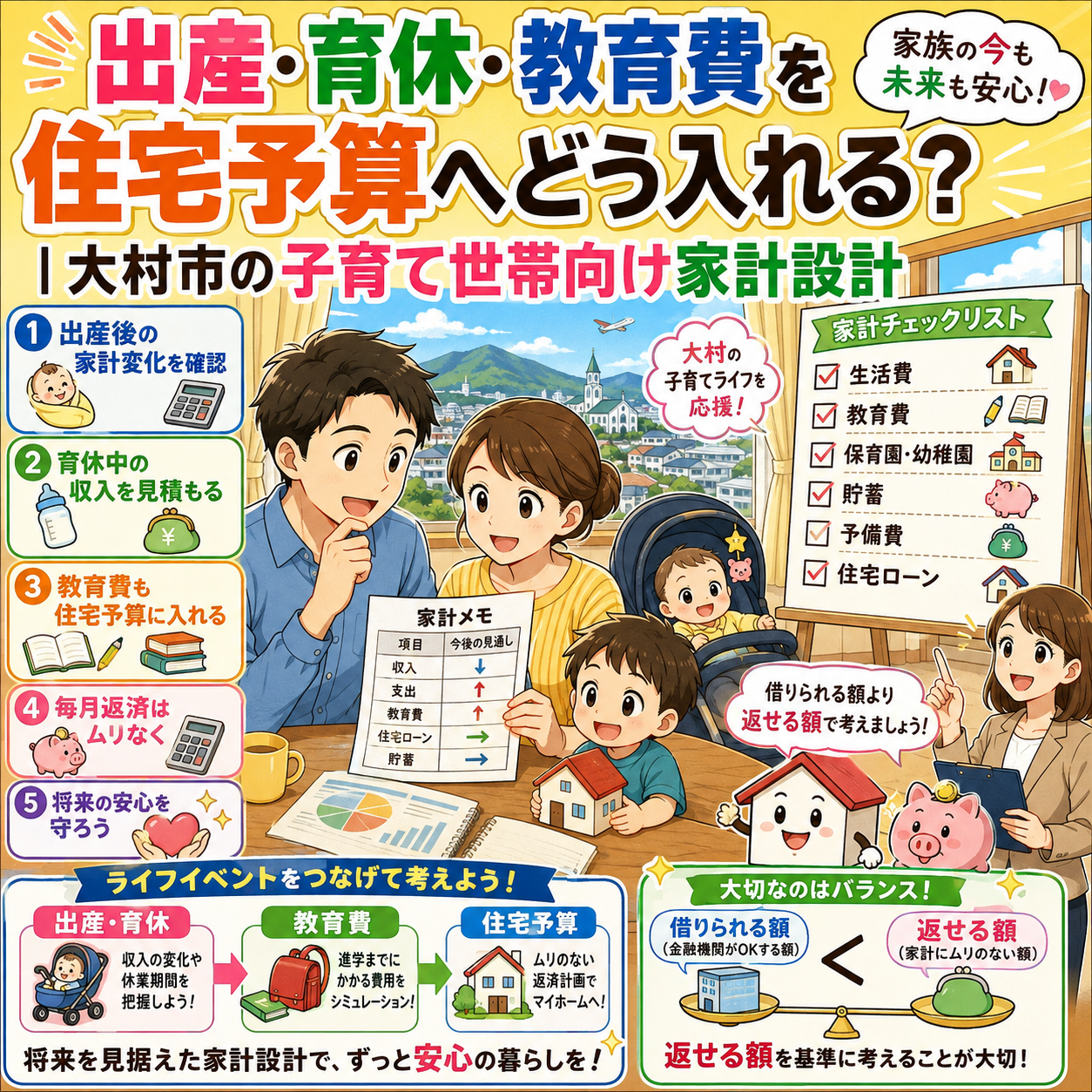 ⑥ 出産・育休・教育費を住宅予算へどう入れる？｜大村市の子育て世帯向け家計設計