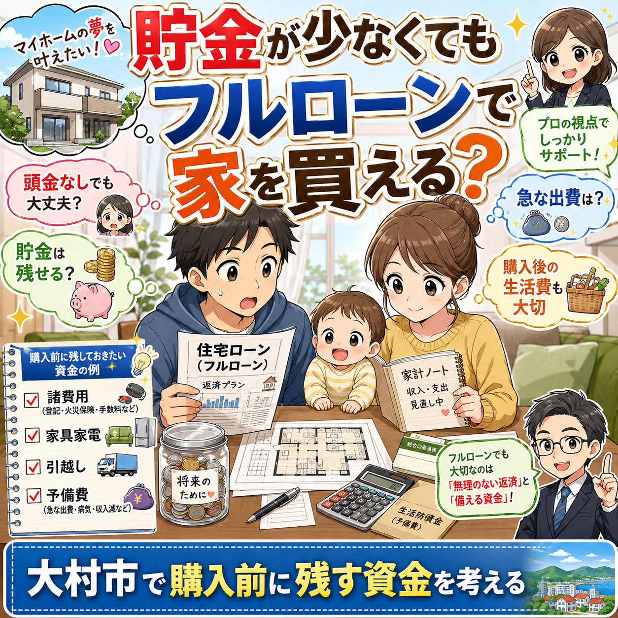 ⑦ 貯金が少なくてもフルローンで家を買える？｜大村市で購入前に残す資金を考える