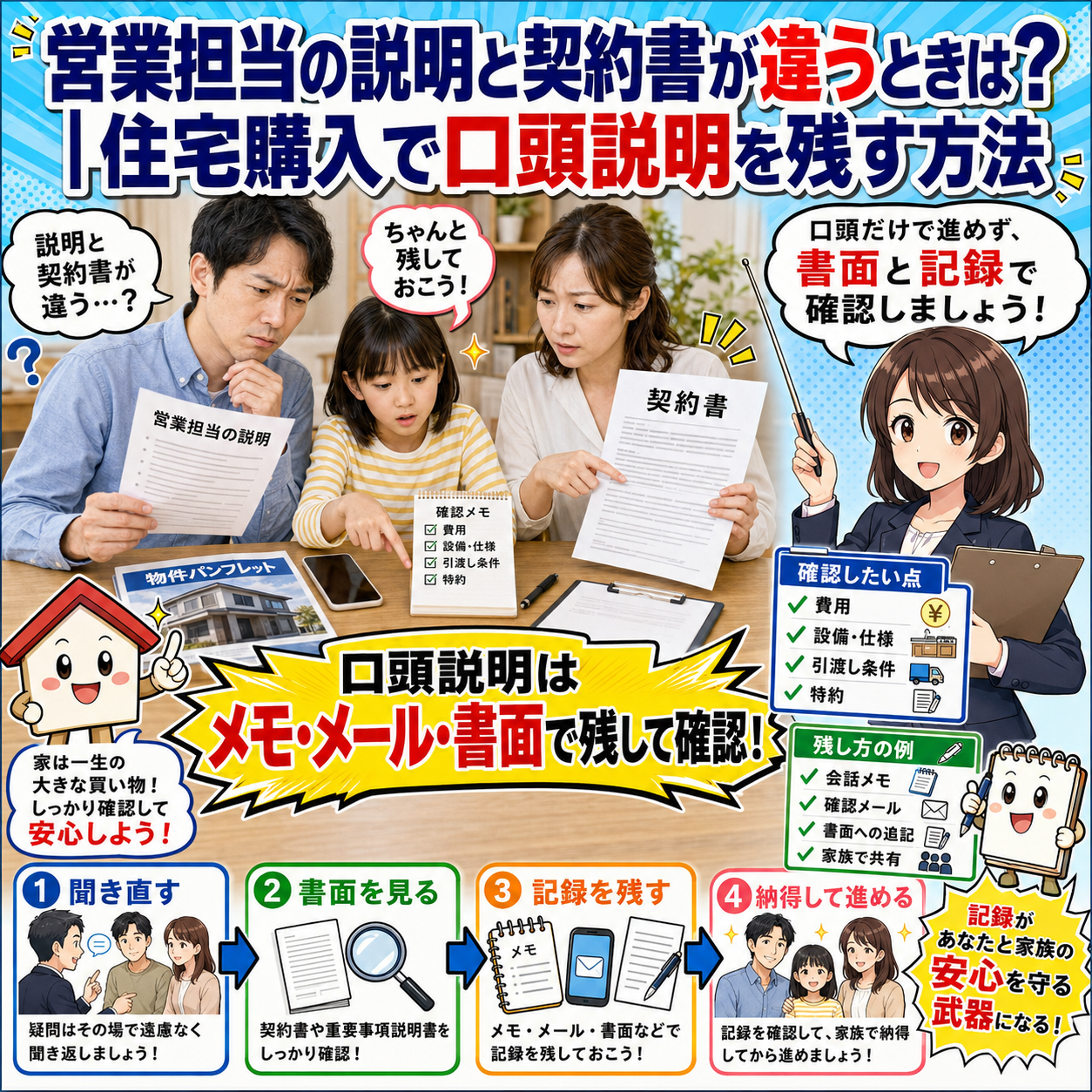 ⑨ 営業担当の説明と契約書が違うときは？｜住宅購入で口頭説明を残す方法