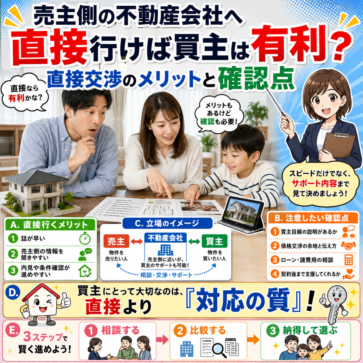 ⑦ 売主側の不動産会社へ直接行けば買主は有利？｜直接交渉のメリットと確認点