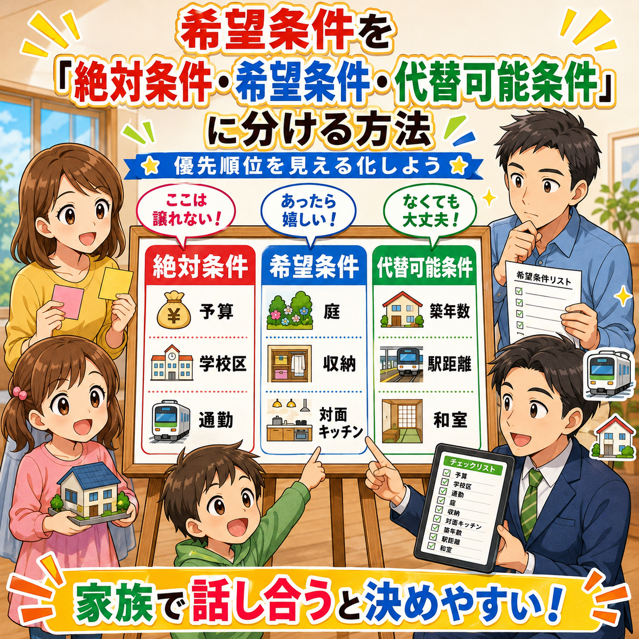 ⑧ 希望条件を「絶対条件・希望条件・代替可能条件」に分ける方法
