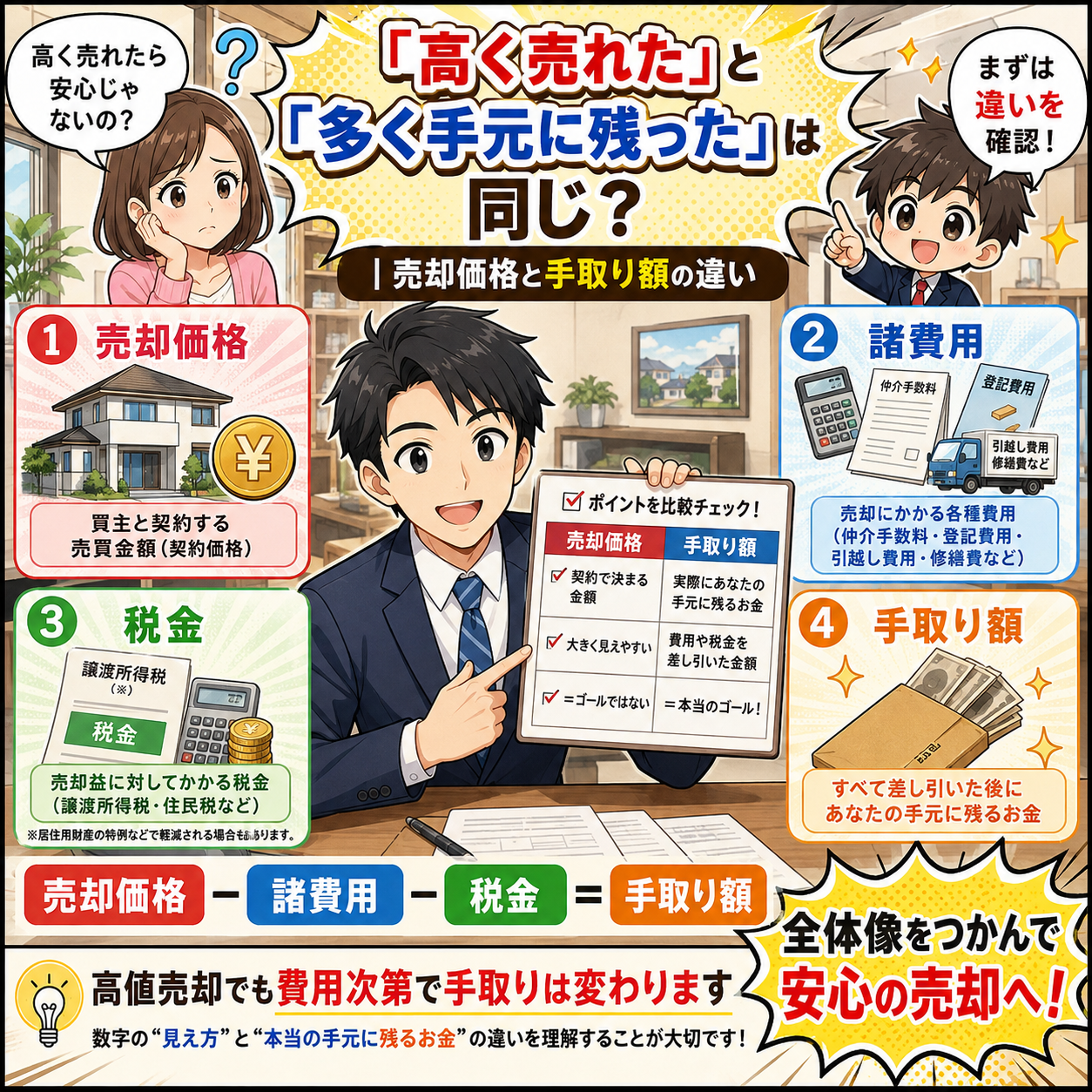 ⑧ 「高く売れた」と「多く手元に残った」は同じ？｜売却価格と手取り額の違い