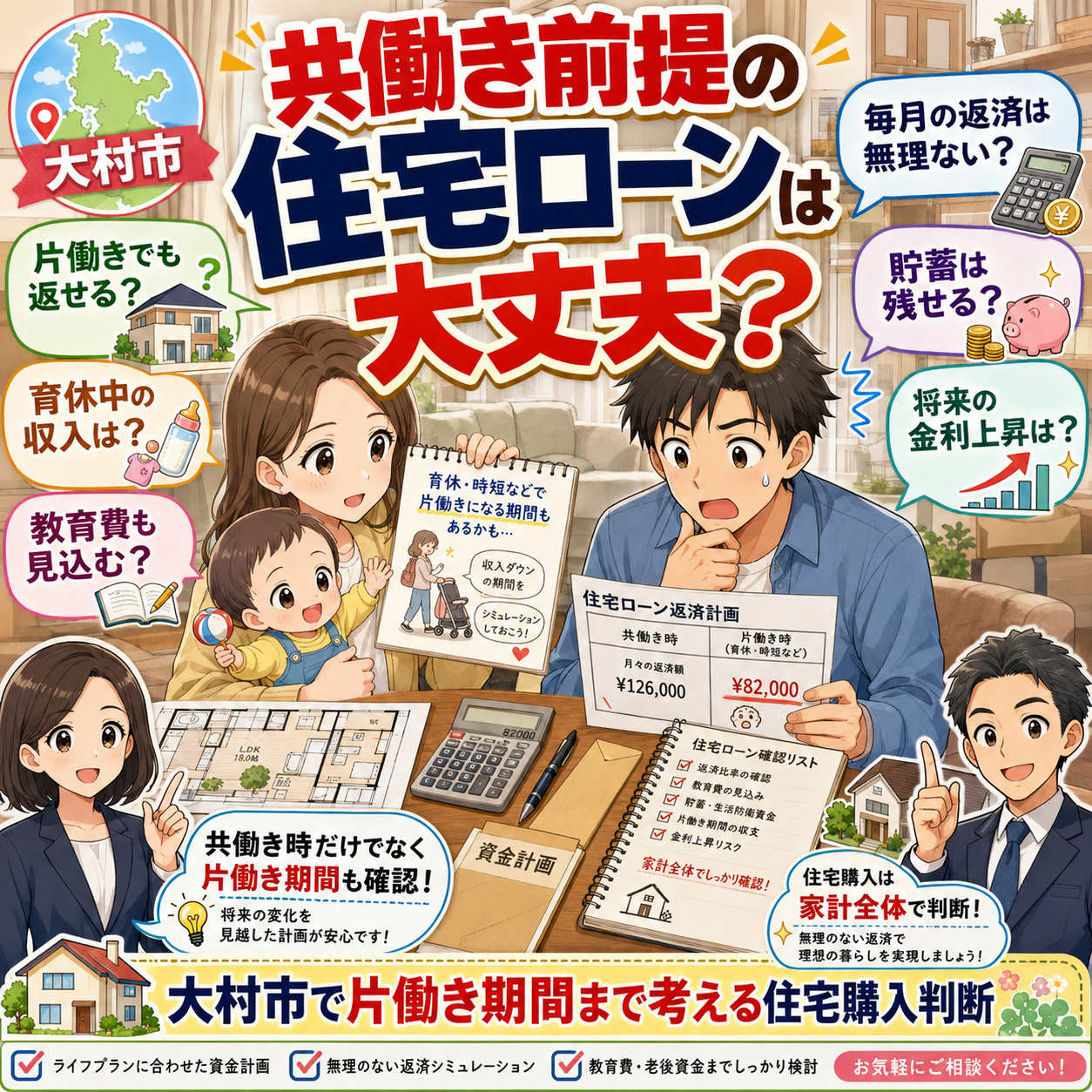 ⑥ 共働き前提の住宅ローンは大丈夫？｜大村市で片働き期間まで考える住宅購入判断