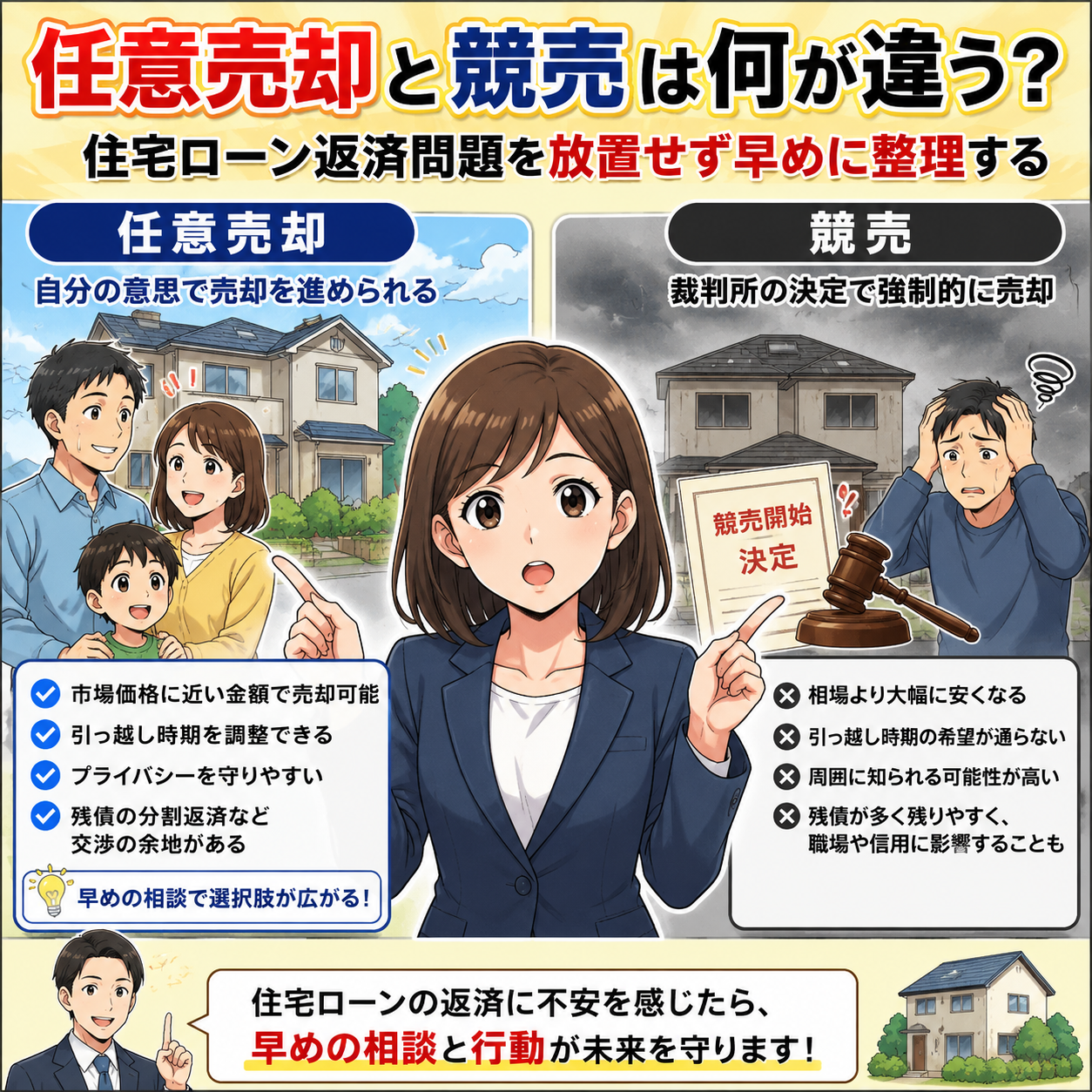 ⑨ 任意売却と競売は何が違う？｜住宅ローン返済問題を放置せず早めに整理する