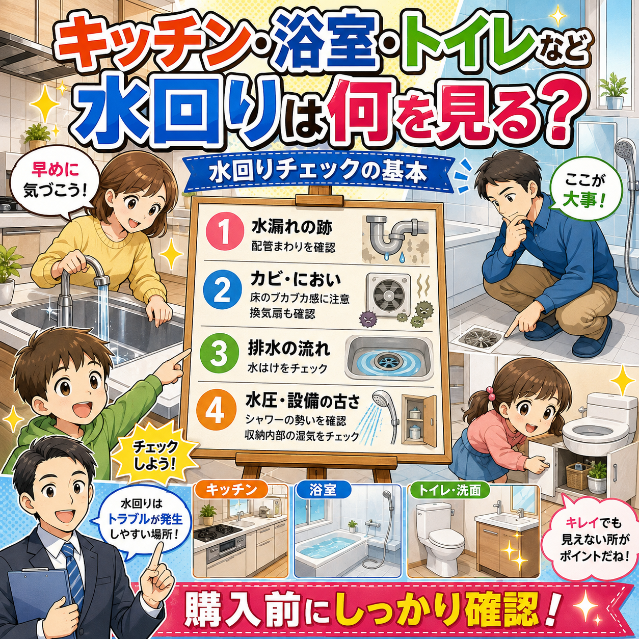 ⑤ キッチン・浴室・トイレなど水回りは何を見る？
