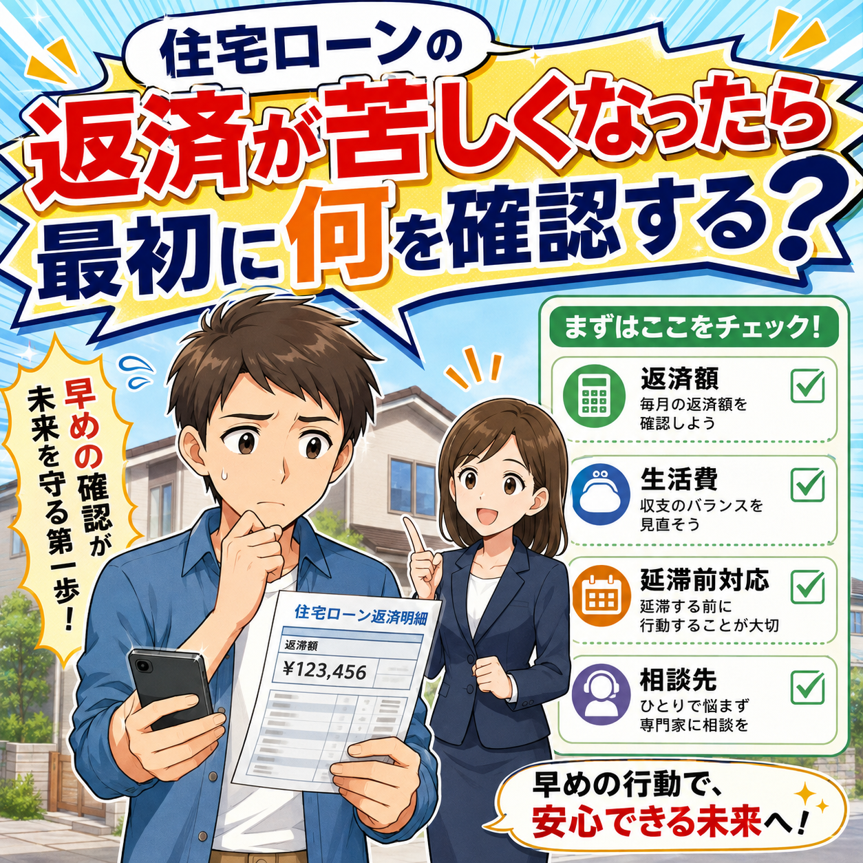 ① 住宅ローンの返済が苦しくなったら最初に何を確認する？
