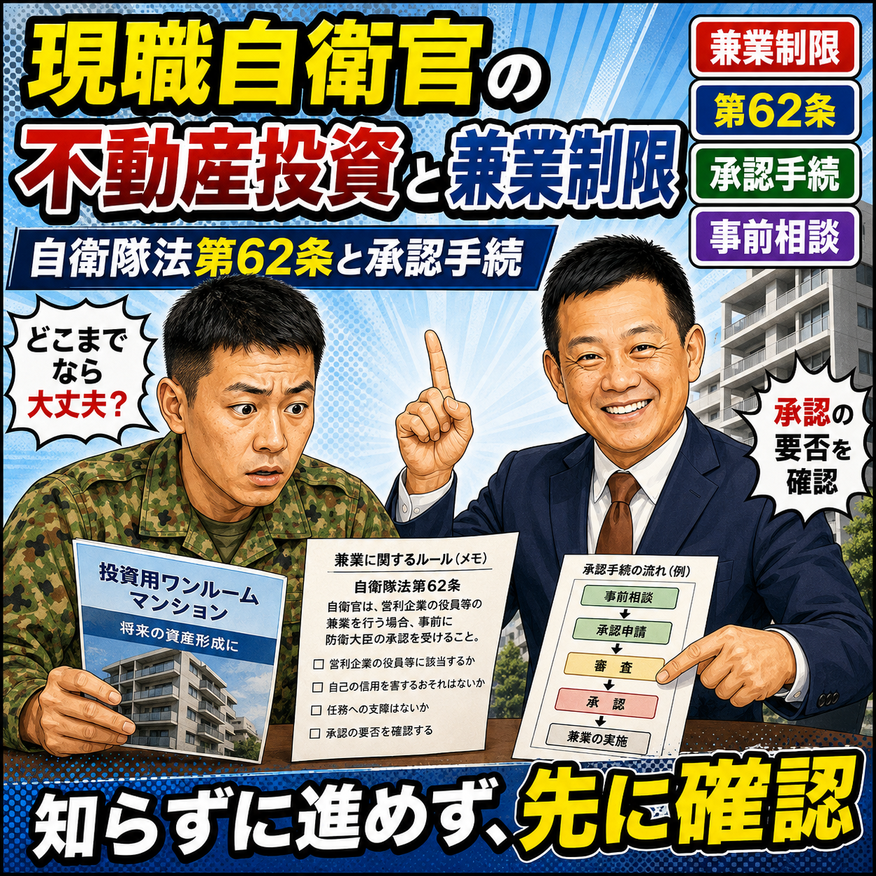 ② 現職自衛官の不動産投資と兼業制限｜自衛隊法第62条と承認手続