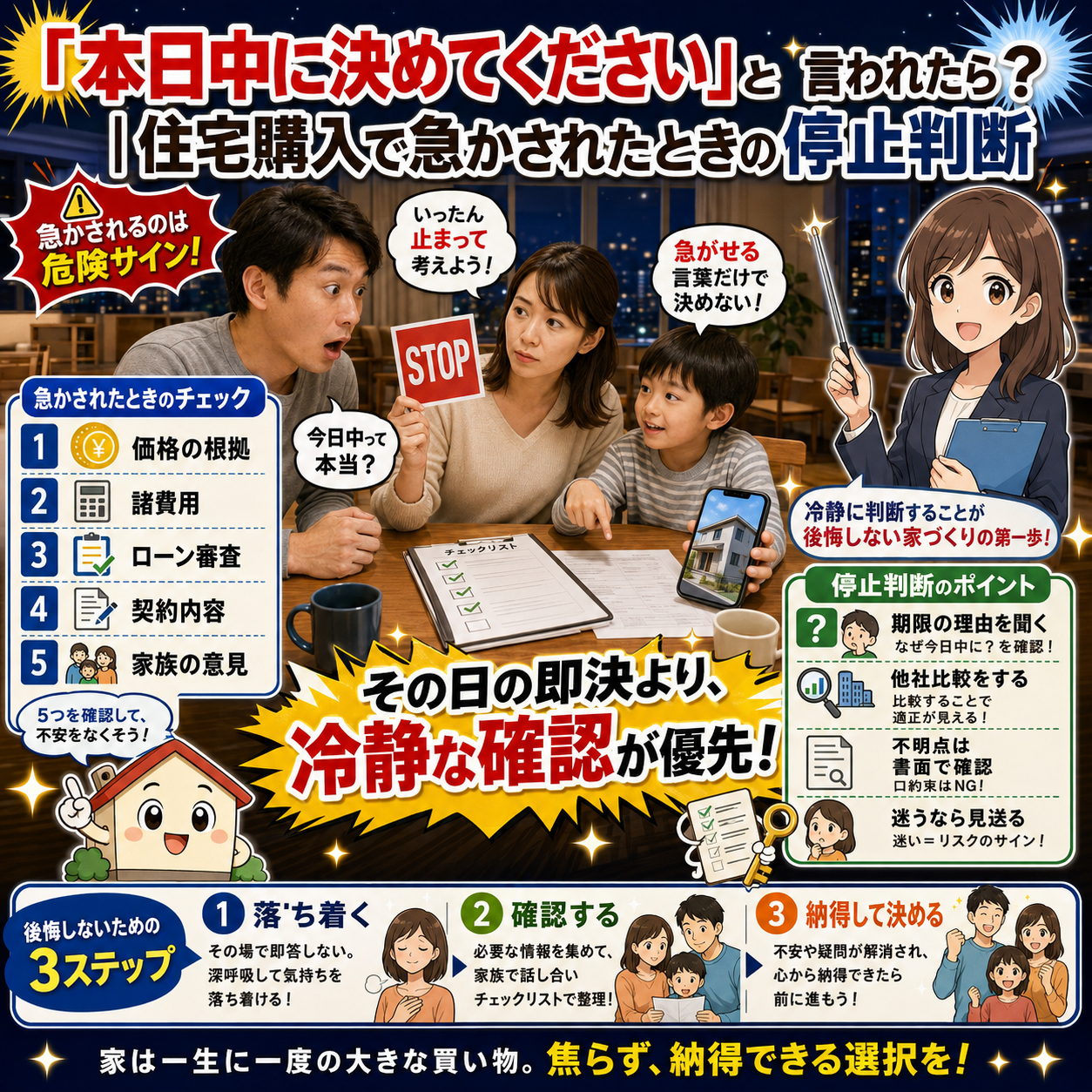 ⑧「本日中に決めてください」と言われたら？｜住宅購入で急かされたときの停止判断