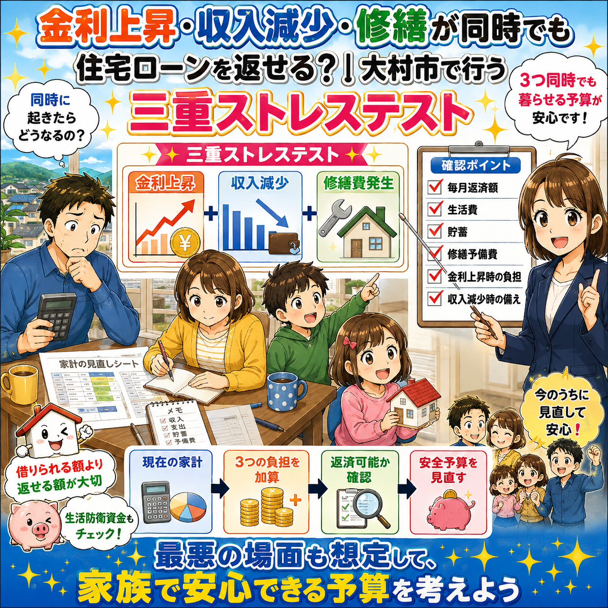 ⑩ 金利上昇・収入減少・修繕が同時でも住宅ローンを返せる？｜大村市で行う三重ストレステスト