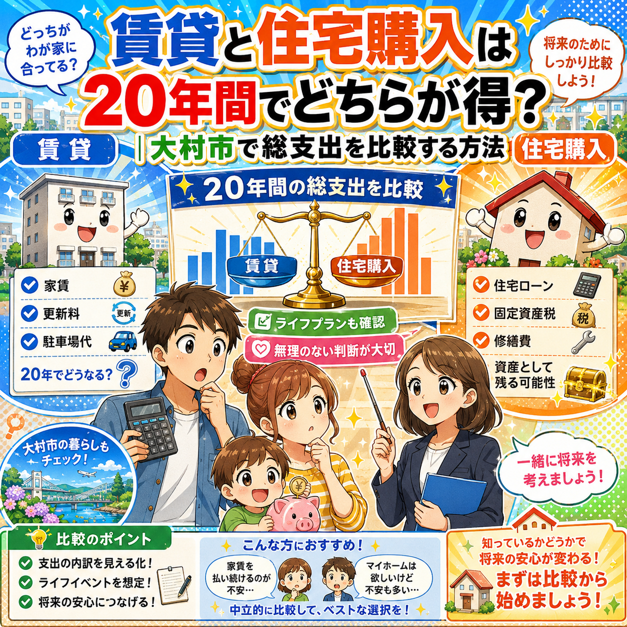 ⑧ 賃貸と住宅購入は20年間でどちらが得？｜大村市で総支出を比較する方法