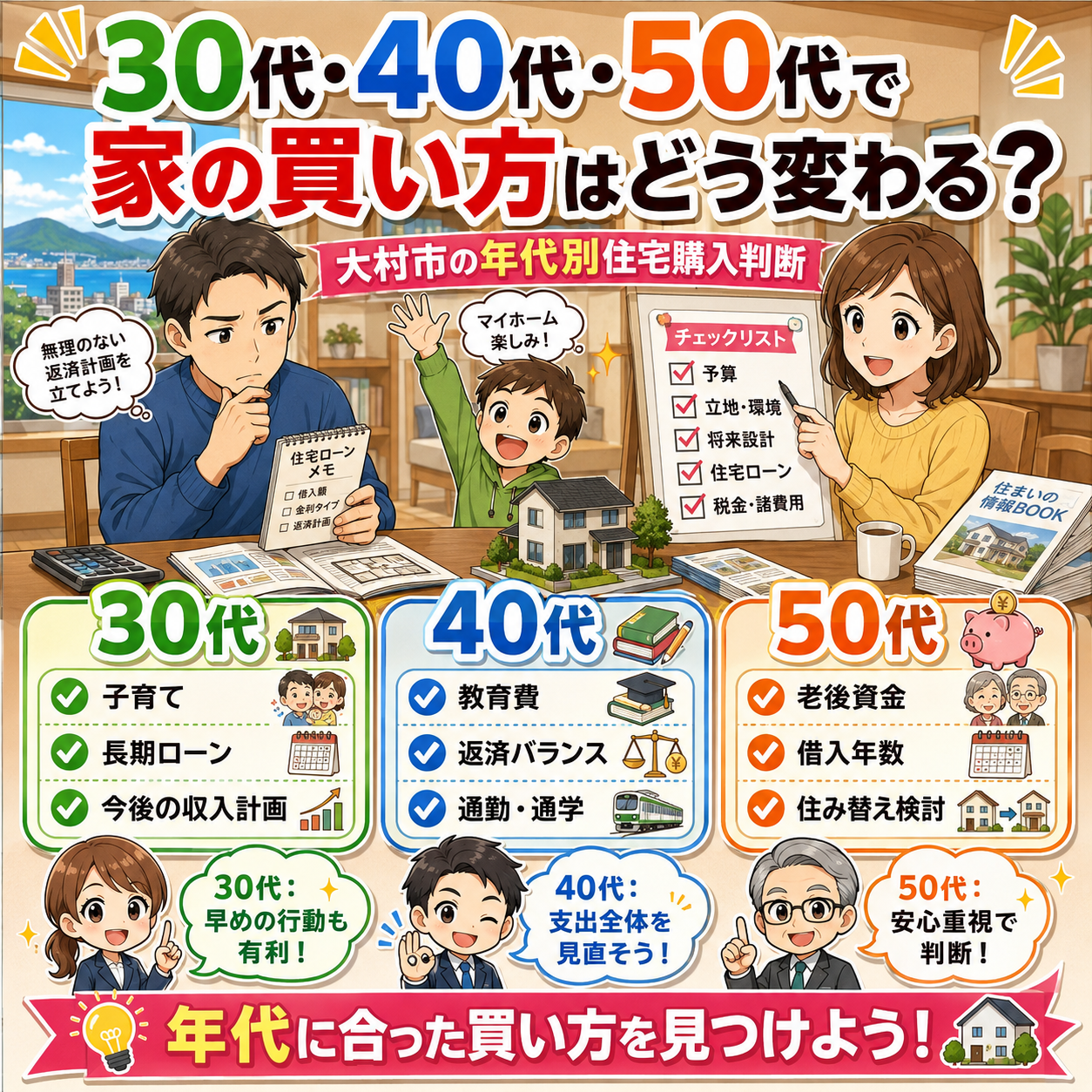 ③ 30代・40代・50代で家の買い方はどう変わる？｜大村市の年代別住宅購入判断