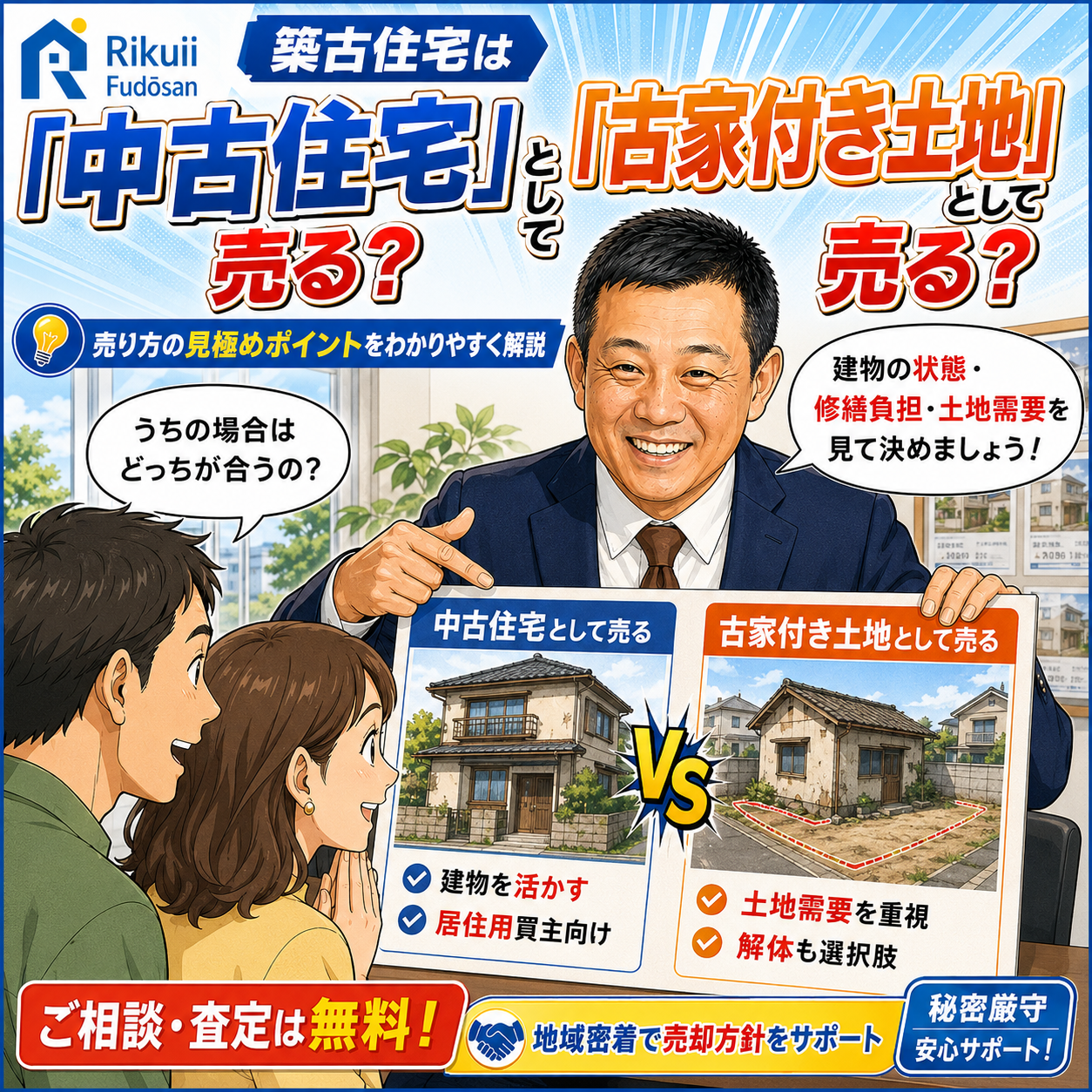 ② 築古住宅は「中古住宅」として売る？「古家付き土地」として売る？