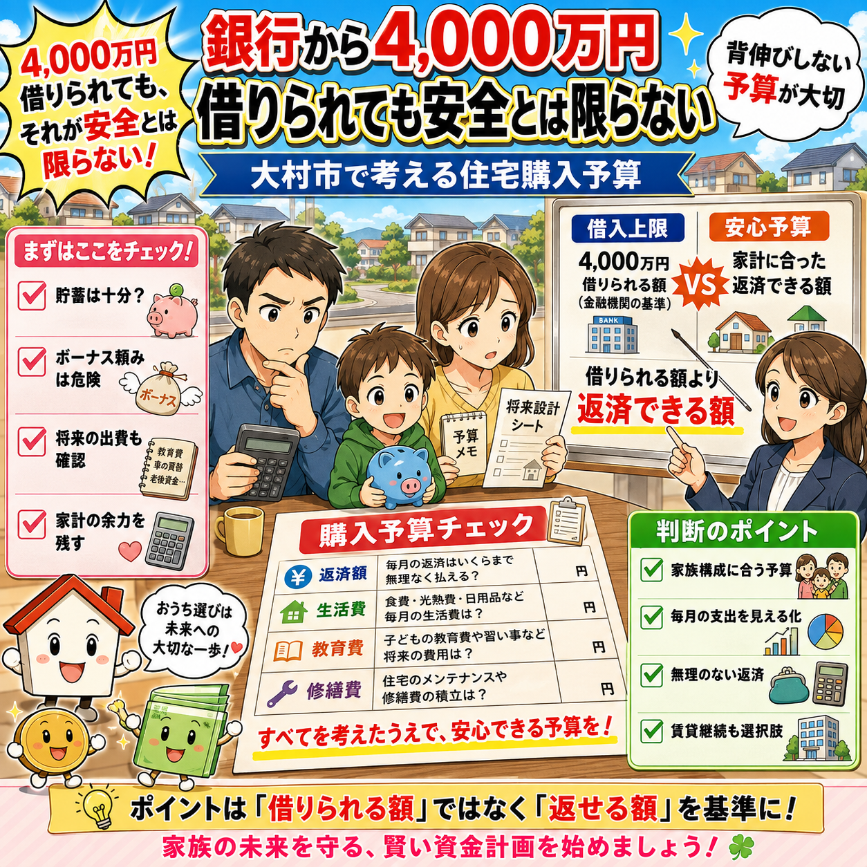 ① 銀行から4,000万円借りられても安全とは限らない｜大村市で考える住宅購入予算