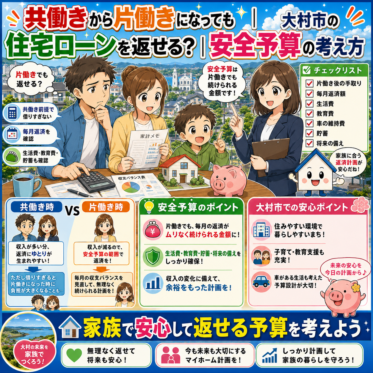 ⑤ 共働きから片働きになっても住宅ローンを返せる？｜大村市の安全予算の考え方