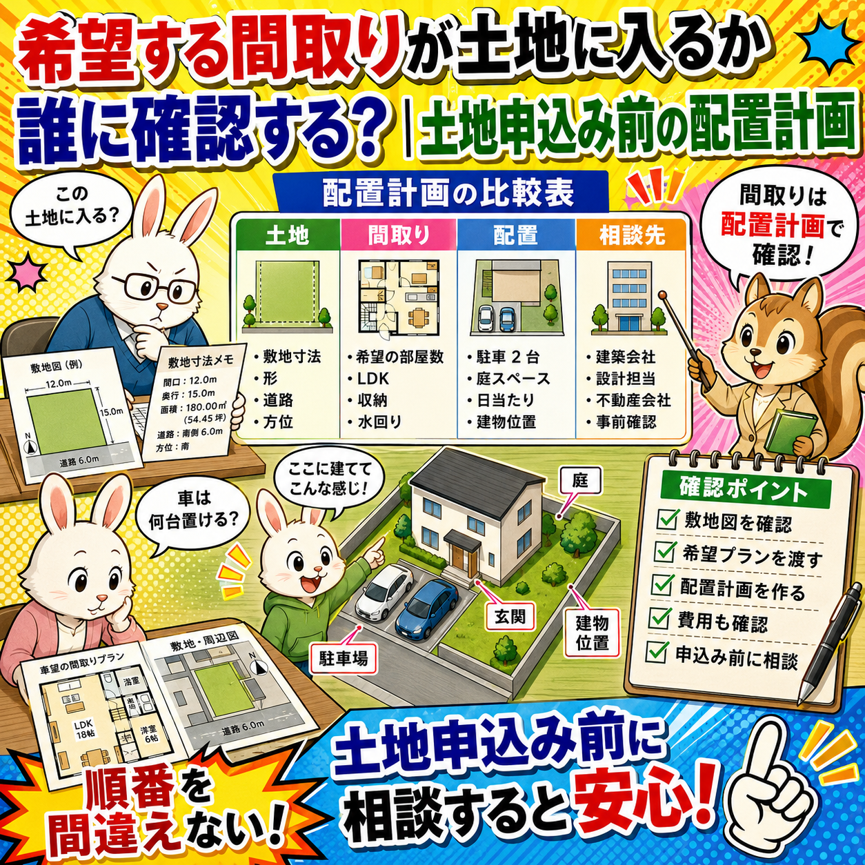 ⑨ 希望する間取りが土地に入るか誰に確認する？｜土地申込み前の配置計画