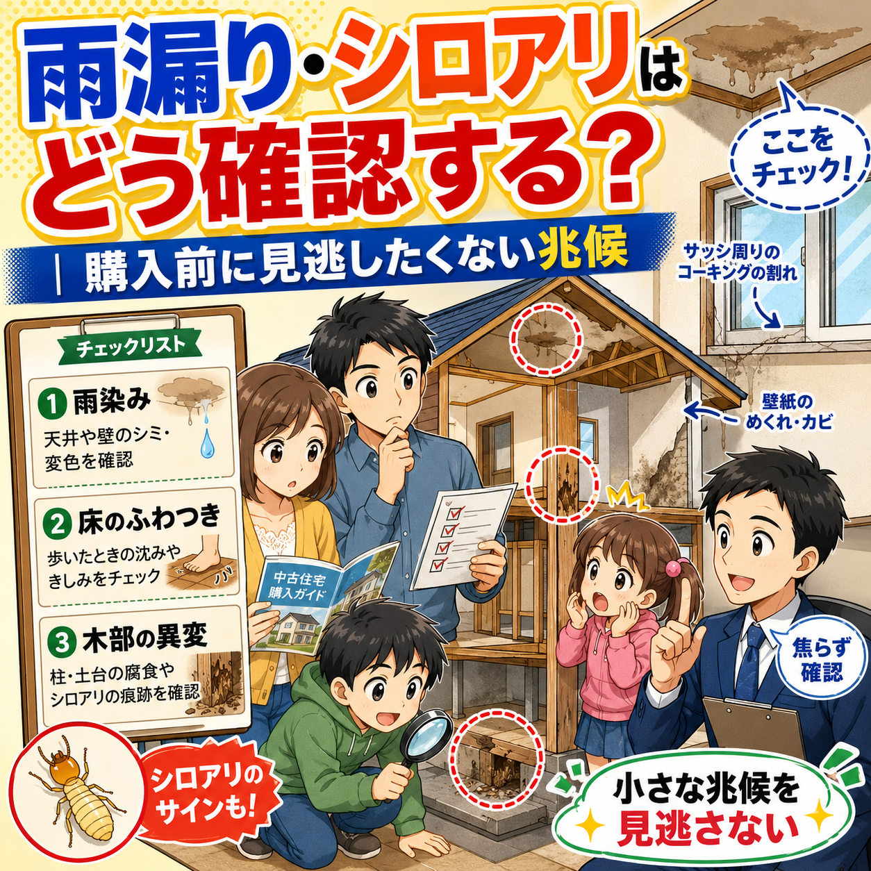 ④ 雨漏り・シロアリはどう確認する？｜購入前に見逃したくない兆候
