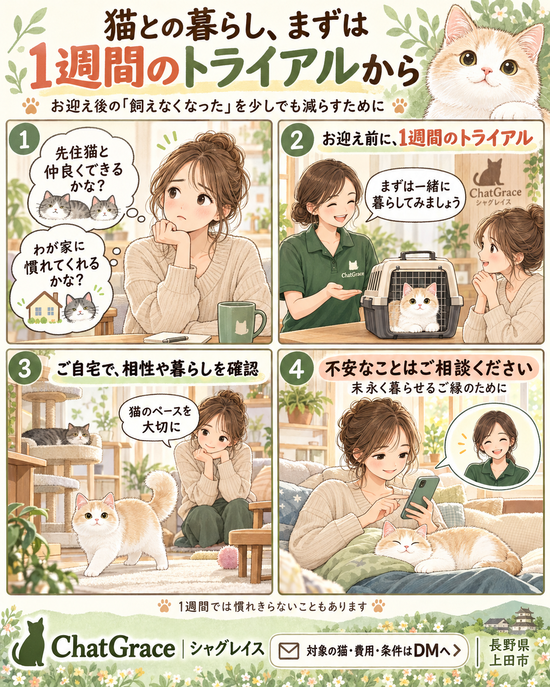 ずっと家族でいるために。 お迎え前の1週間トライアル🐈🌿